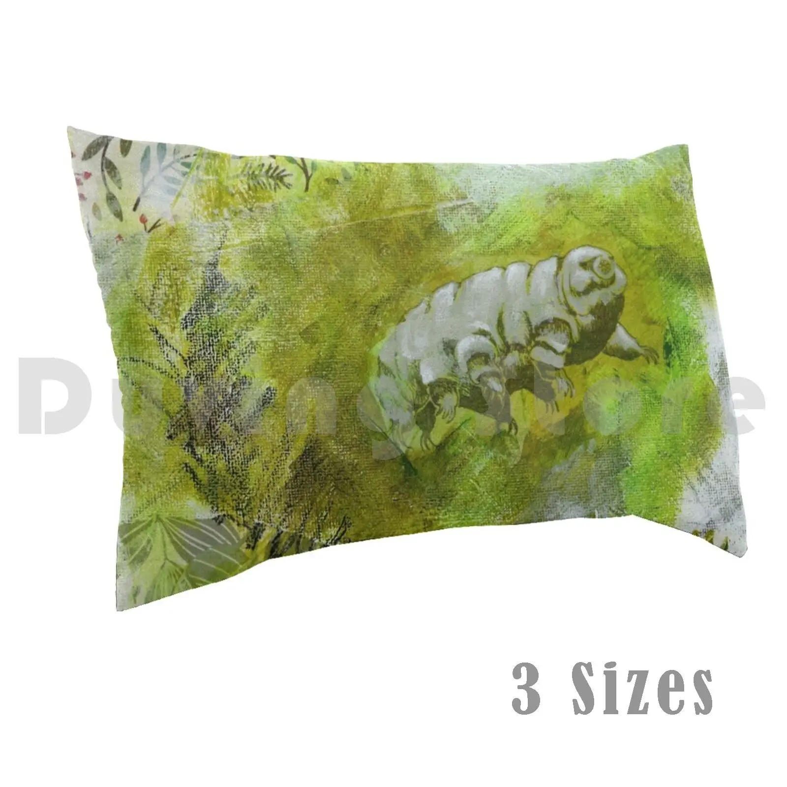 Roly-Poly Tardigrade Pillow Case Printed 50x75 Tardigrade Water Bear Collage Acrylic Painting Ink Drawing