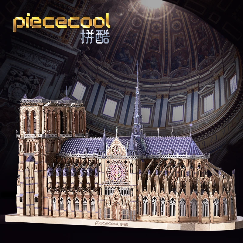 

Piececool 3D Metal Puzzle NOTRE DAME CATHEDRAL PARIS building Model kits DIY Laser Cut Assemble Jigsaw Toy GIFT For Adult kids