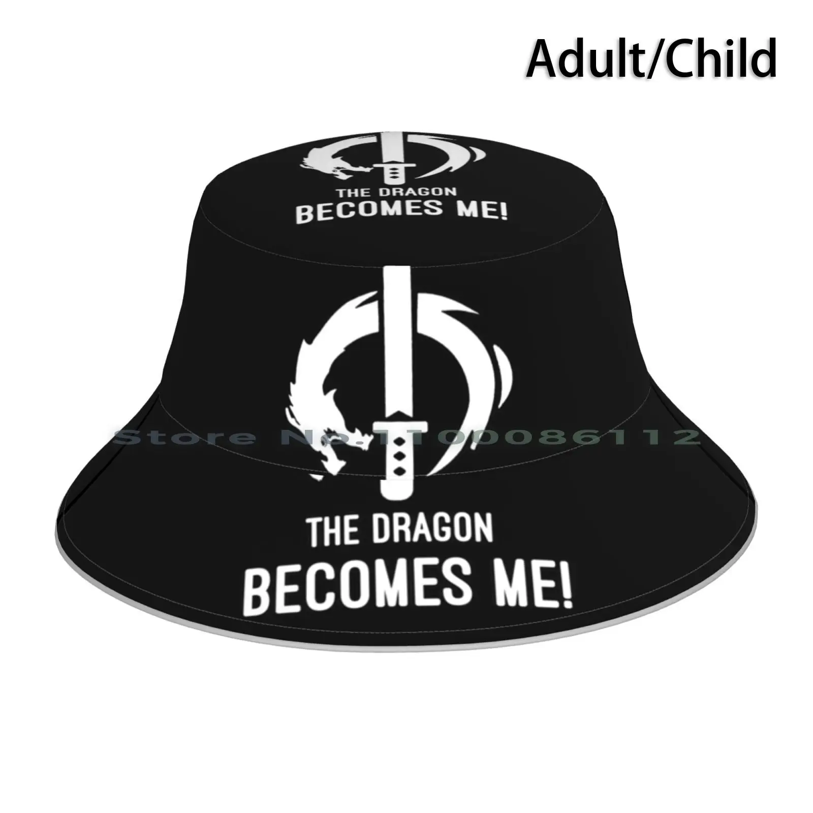 Genji-Dragon Becomes Me-White Bucket Hat Sun Cap Genji Nanoblade Ult Dragon Becomes Me Foldable Outdoor Fisherman Hat