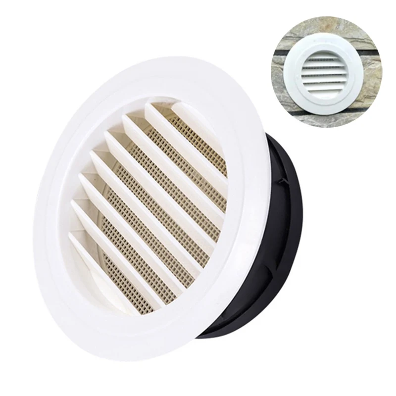 Buitenmuur Air Vent Grille Plastic Ronde Air Uitlaat Vent Grille Ducting Ventilatie Roosters Inlaat Uitlaat 75/100/125/150/200Mm