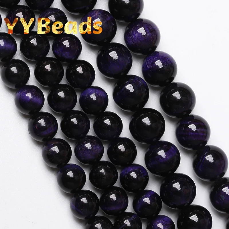 

5A Natural Stone Purple Tiger Eye Beads Round Loose Beads For Jewelry Making Diy Bracelets Necklaces 4 6 8 10 12 14mm 15" Strand