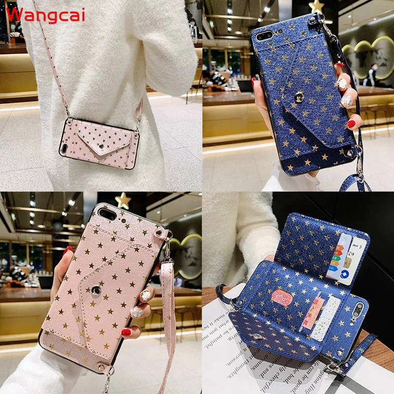 For Samsung Galaxy A51 A71 A41 A31 A11 A21 Note 10 S10 Plus S10e Case Star Wallet Card Bracket Purse Bling Glitter Cover