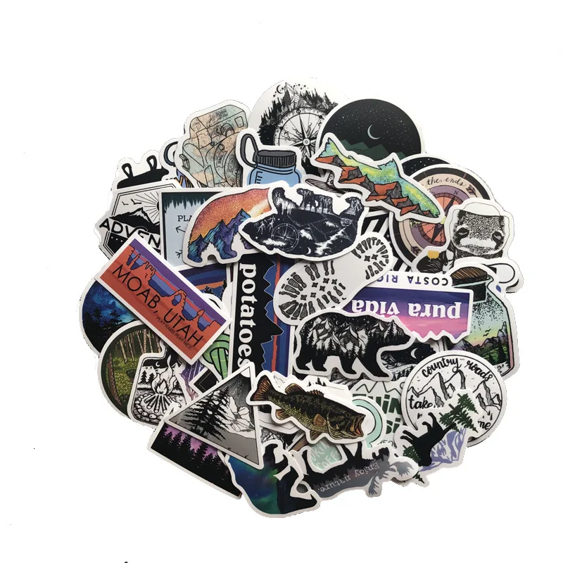 50 قطعة ملصقات السفر التخييم البرية مغامرة المشهد في الهواء الطلق ملصق لاصق لامع ورائع DIY بها بنفسك حقيبة الكمبيوتر المحمول موتور السيارة #4