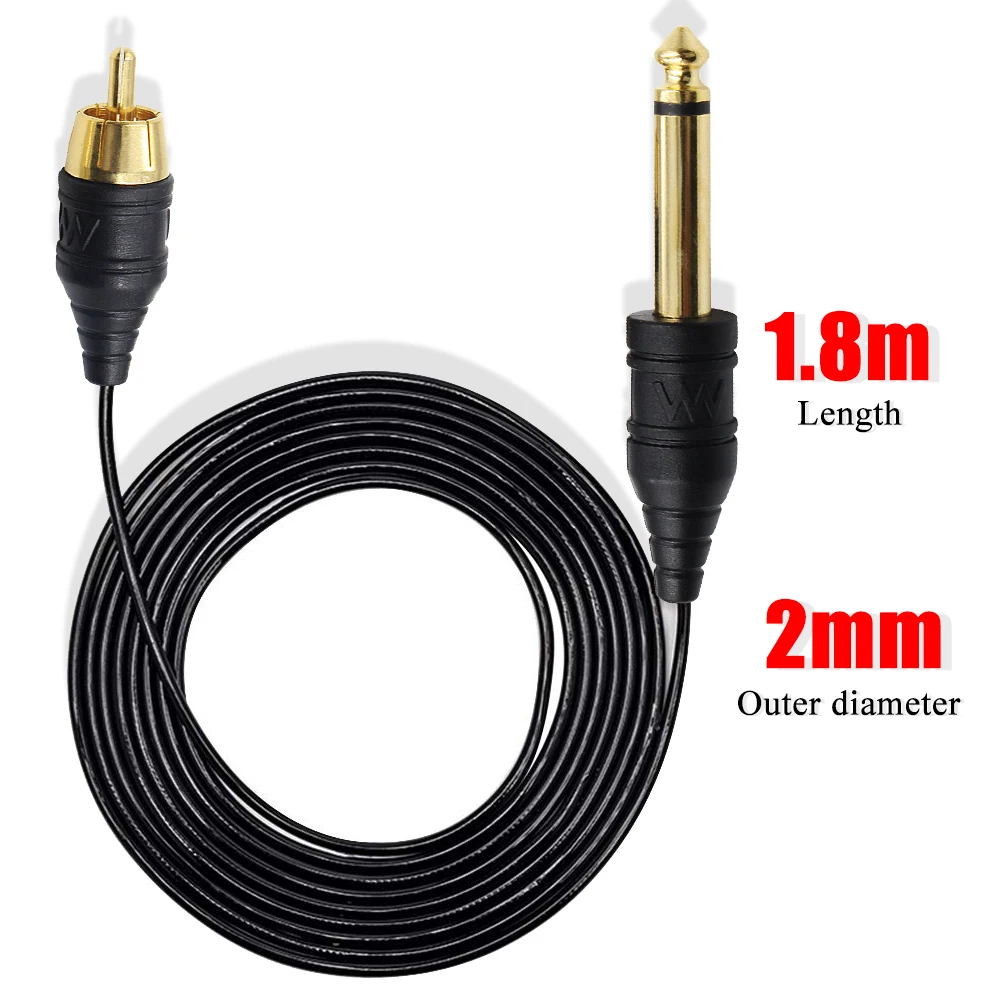 EMALLA 1.8m Clip Cord RCA Connection Clip Cable with Copper Wire Hook Line for Tattoo Gun Power Supply Cable Accessory