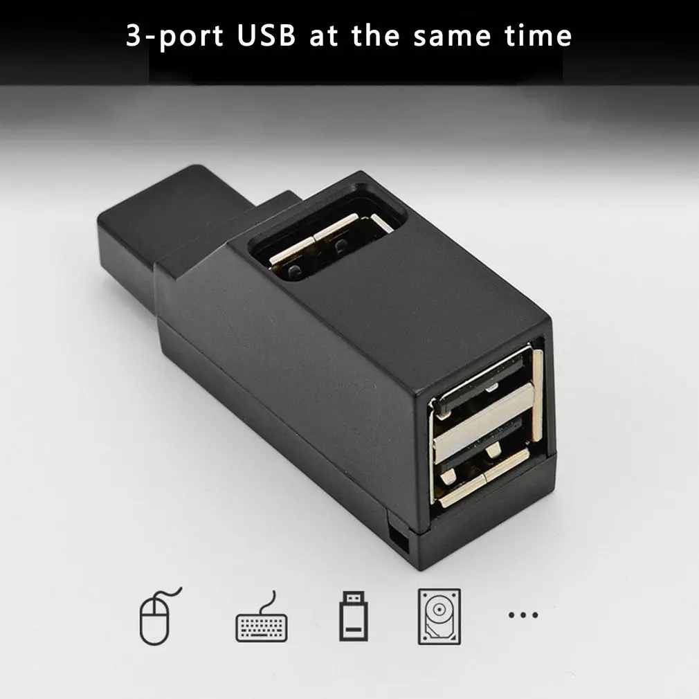 3.0 In-line Mini Portable USB 3-port Splitter USB Port Extender ABS Plastic Shell Sandblasting Process
