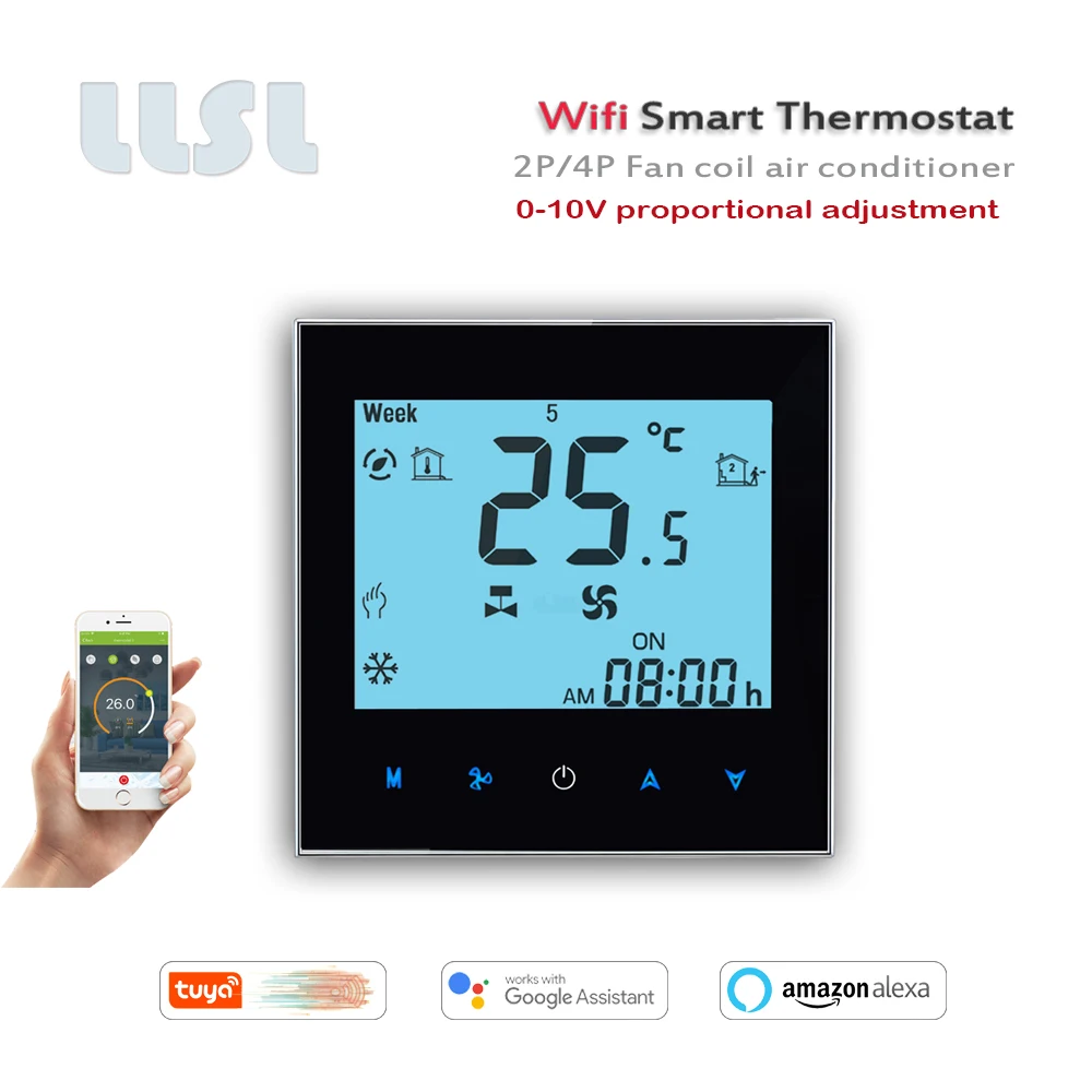 0-10V Regulator Suhu Termostat Wifi Nirkabel Cerdas Tuya Termostat Integral Proporsional untuk Koil Kipas