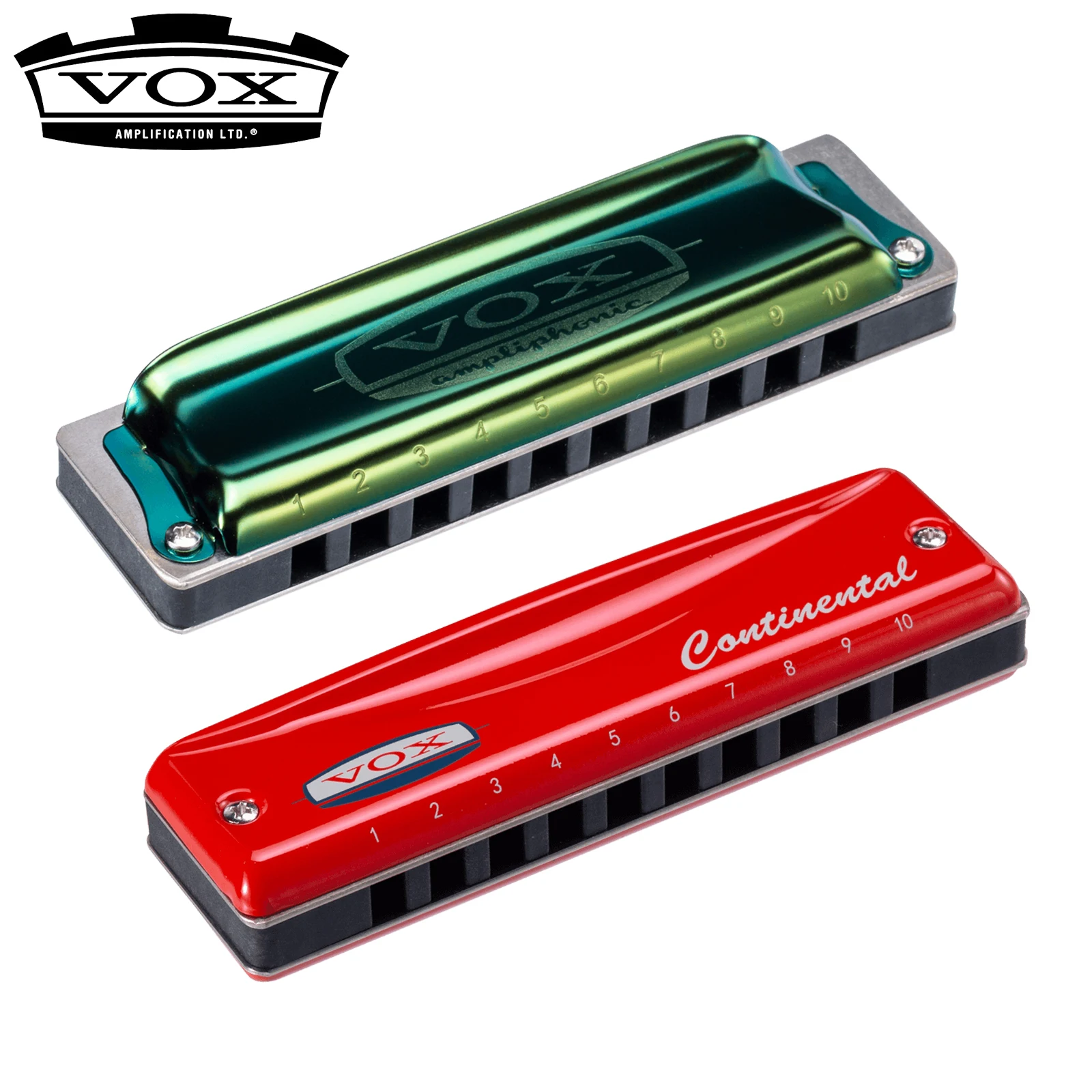 Diatonic harmonica vox continental type 1/type 2 - 10 hole， vch-1/vch-2 blues harmonica，key of C/D/G/A