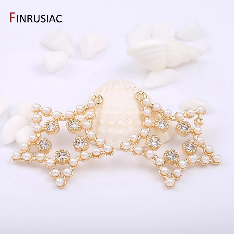 DIY Making Earrings Pendant Accessories Elegant Pearl Zircon Star/Heart-shaped/Rhombus/Leaf-shaped Charms Pendants For Jewellery