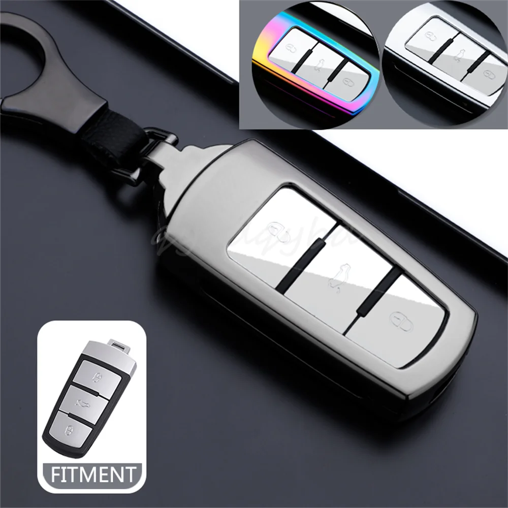 

Metal+TPU Remote Start Car Key Case Cover Protector Holder Auto Accessories Keychain Shell For VW Volkswagen Passat CC B6