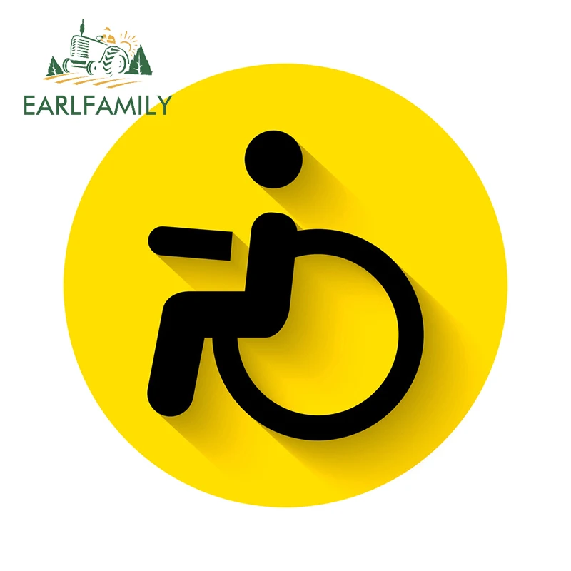 EARLFAMILY 13cm x 13cm for Disabled Sign Yellow Car Assessoires Stickers Scratch-Proof Decal Windows Trunk Creativite Decoration