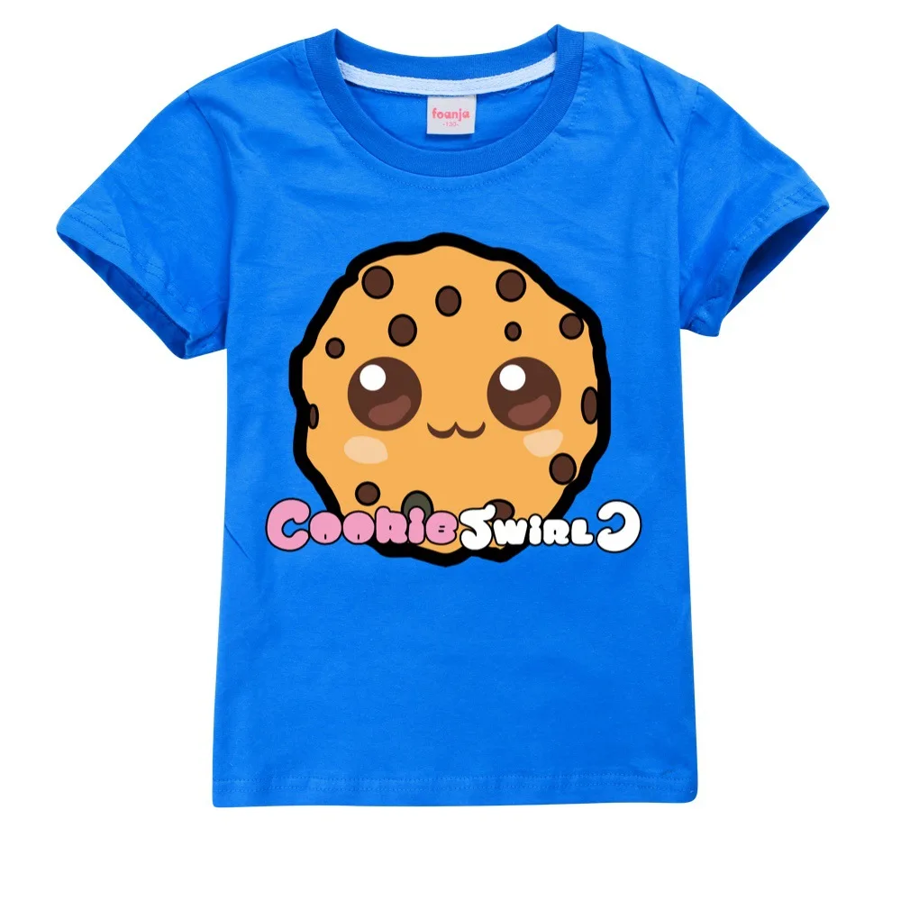 子供のためのCookieの渦巻きc半袖Tシャツ、男の子と女の子のためのカジュアルなトップス、幼児のための綿の服、ベビーシャツ、子供のためのファッション、夏