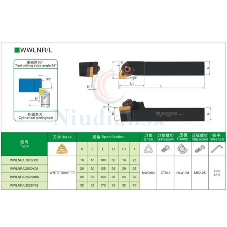 WWLNR1616H08 2020K08 2525M08 Bên Ngoài Biến Toolholder Của Tiện Bằng Máy CNC Lớn Tấm Lót 95 ° Góc Cắt Chuyển Thể WNMG Đào Lắp