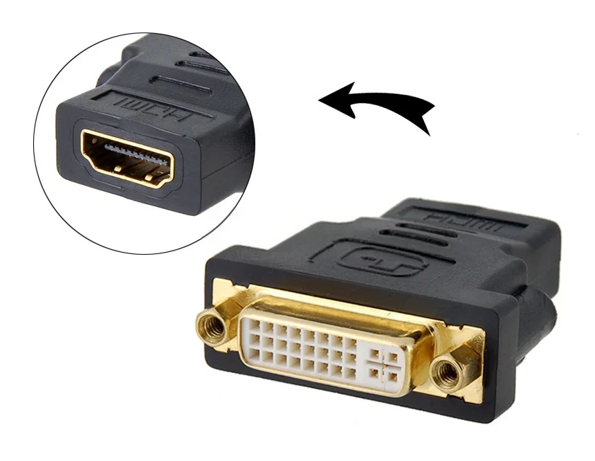 อะแดปเตอร์ F ถึง DVI F ที่รองรับ HDMI อะแดปเตอร์เคลือบทองแม่ DVI ตัวแม่ HD ทองคําดําเพื่อเชื่อมต่อกับสาย DVI และ HDTV