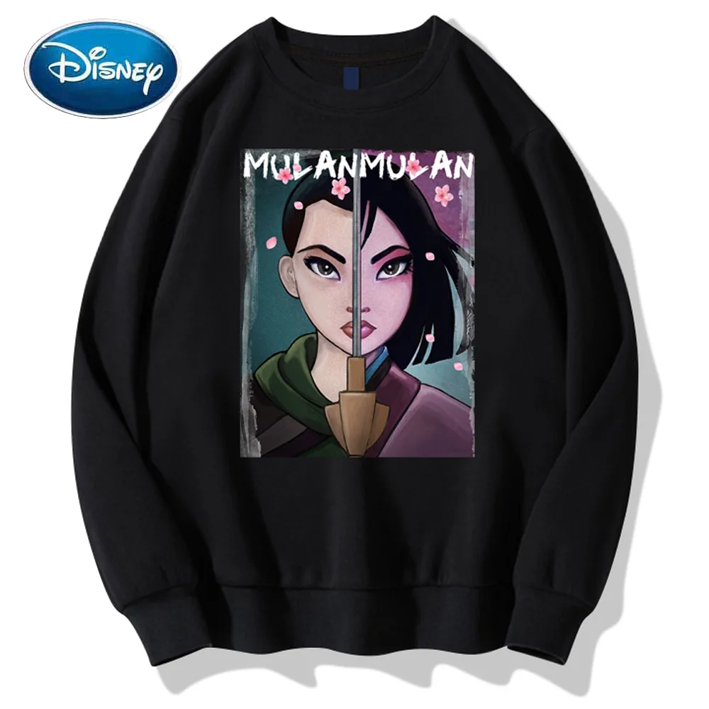 

Disney Sweatshirt Fashion Mulan Cartoon Letter Print O-Neck Pullover Harajuku Unisex Women Long Sleeve Tops S - XXXL 8 Colors