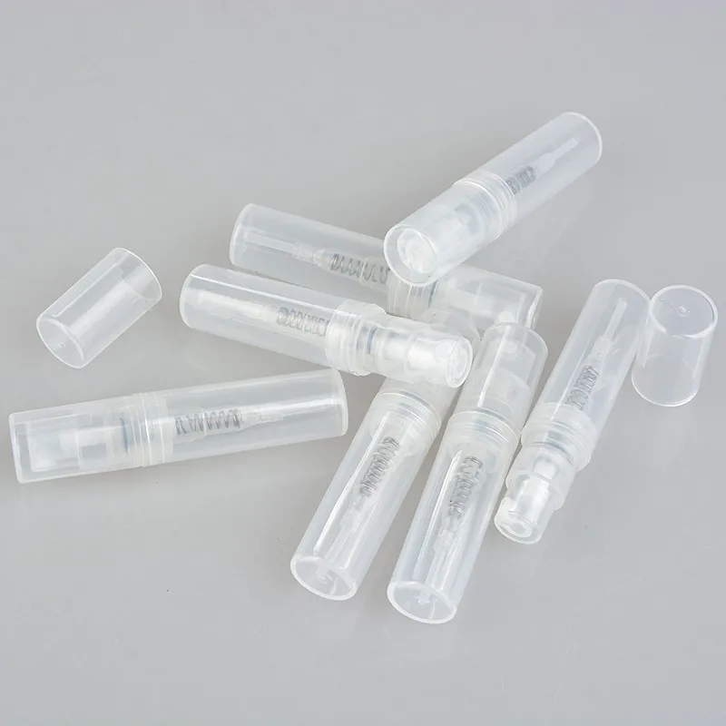 100pcs/lot 2ml 3ml 5ml Plastic Spray Perfume Bottle Refillable Oil Bottles Atomizer Mini Protable Cosmetics Container