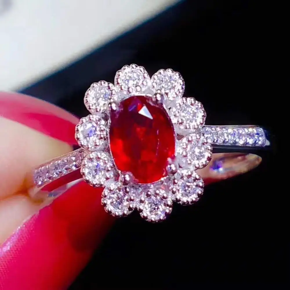 

Natural and Real Ruby Ring 925 Sterling Silver Finger Ring For woman Wedding Party female Ring Gift Wholesale