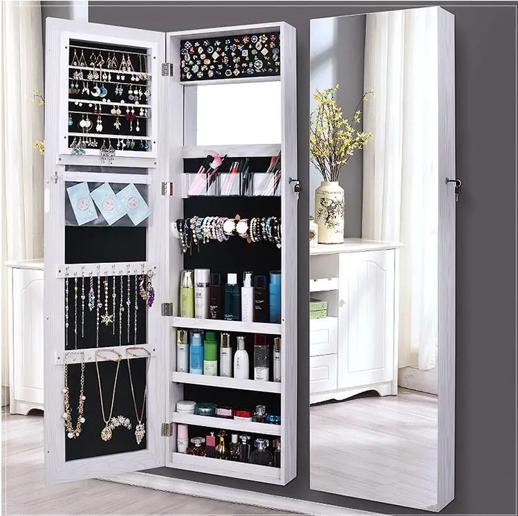 Full-length mirror dressing mirror female bedroom wall-mounted fitting mirror wardrobe large mirror jewelry storage cabinet hous