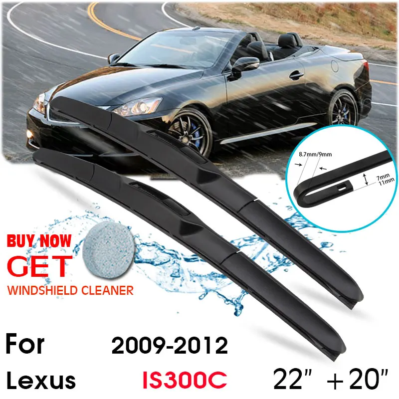 

Car Wiper Blade Front Window Windshield Rubber Silicon Refill Wipers For Lexus IS300C 2009-2012 LHD/RHD 22"+20" Car Accessories