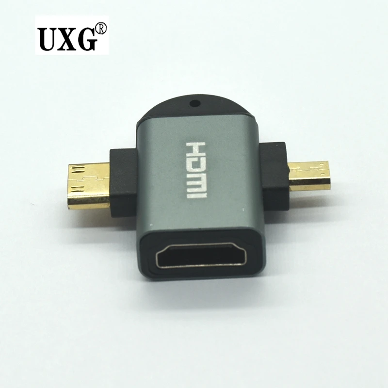 High Speed Mini HD revolution HDTV-Compatible Female Adapter Aluminum Alloy Housing HDTV Two In One Micro Revolution Connector