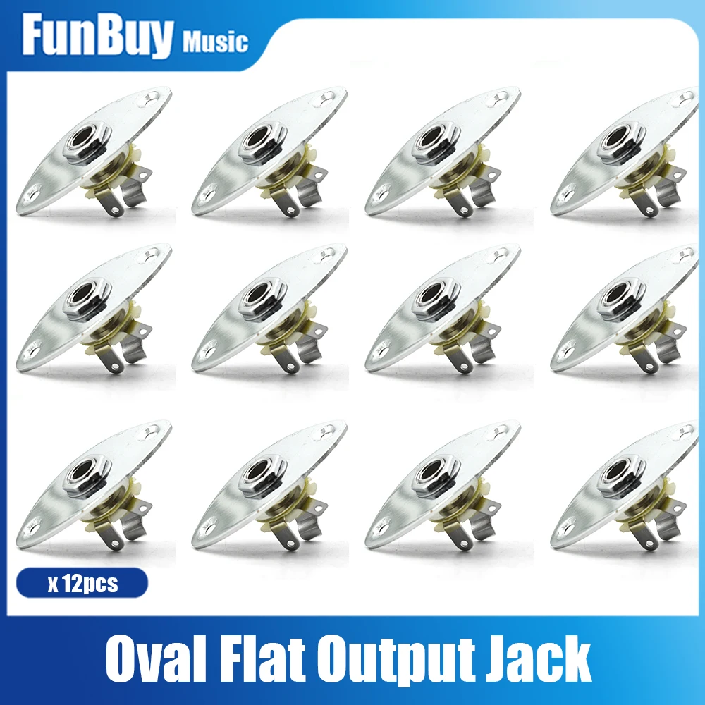 

12pcs Chrome 1/4'' Guitar Oval Flat Output Jack Plate Socket for Cigar Box LP Electric Guitar Guitarra Accessories