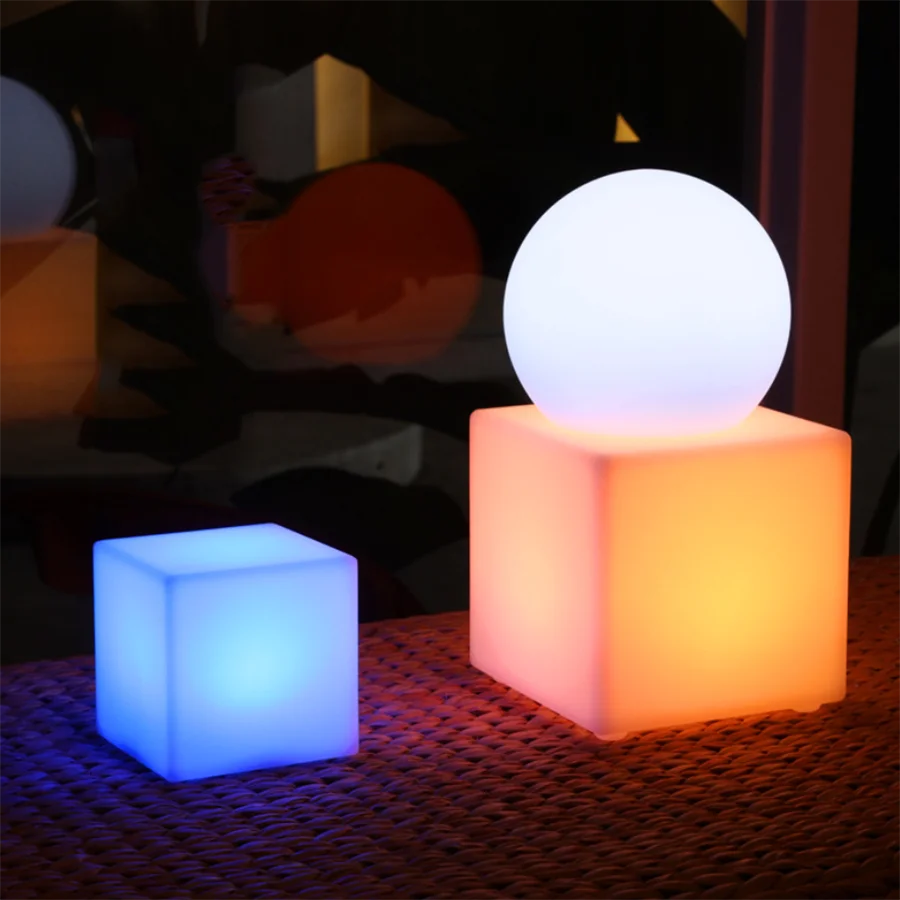 

10/20CM LED Cube Table Lamp With Remote AAA Battery 16 RGB Color Bedroom Bedside Night Light Bar Wedding Party Desk Light