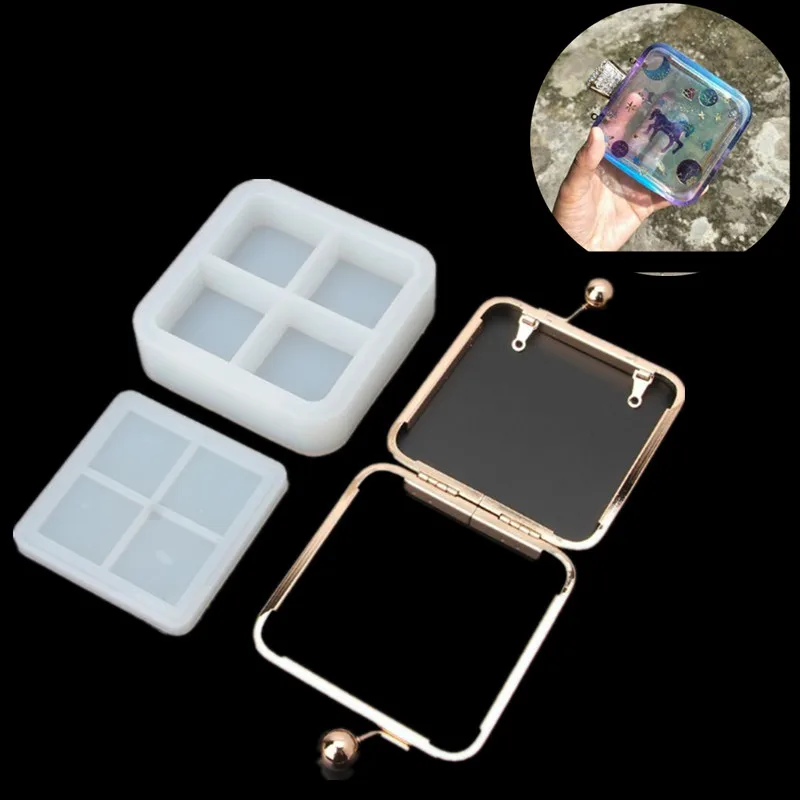 

Handmade Clear Silicone Square Bags Molds Dynamic Liquid Handbags Mold Quicksand Bag Resin Casting Mold Art Craft Tools