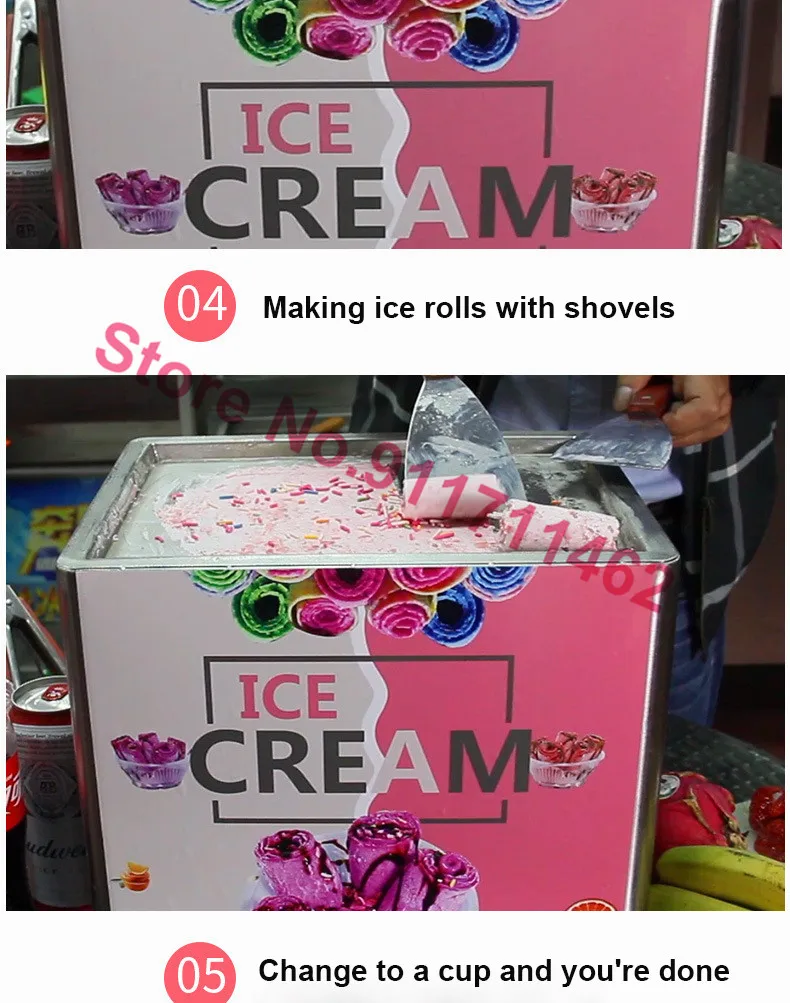 Thailand Fried Ice Cream Machine Small Ice Cream Machine Fruits Roll Ice Cream Machine New For Home Use