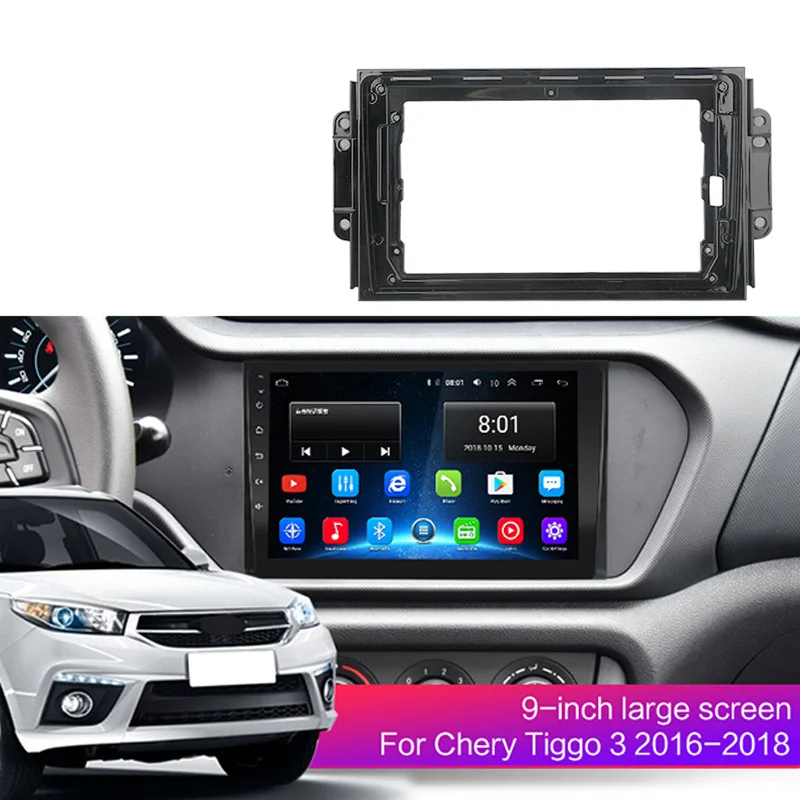 

9inch front plastic housing for Chery Tiggo 3 2016-2018 car radio front plastic frame with full set cables plugs