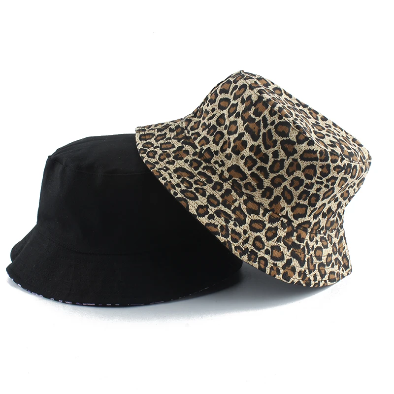 2024 Leopard Print Bucket Hat Reversible Fisherman Hat Outdoor Travel Panama Hat Sun Cap Hats For Men and Women