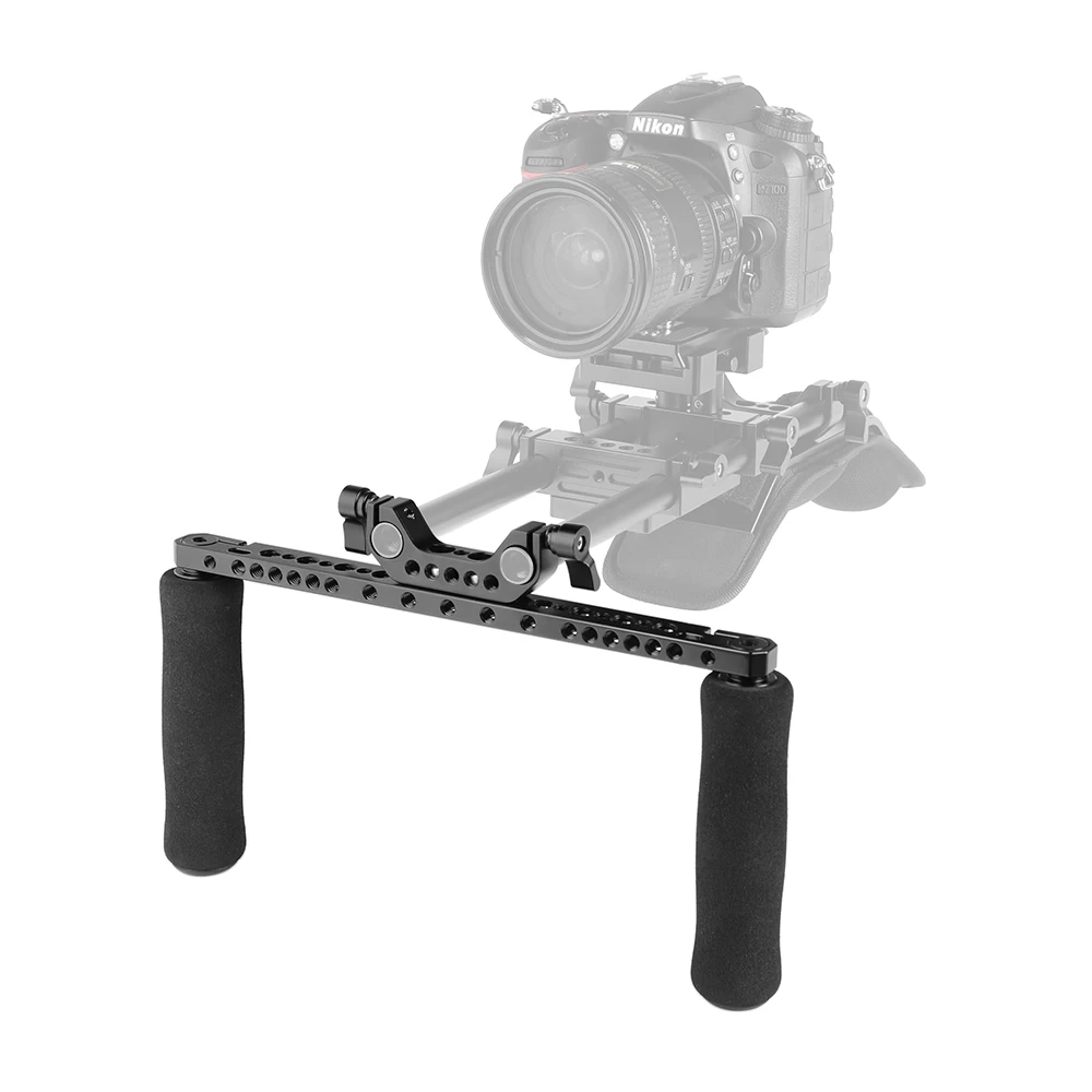 CAMVATE-مقابض إسفنجية عالمية مع قضيب جبن ومحول مشبك قضيب مزدوج 15 مللي متر لكاميرا DSLR ونظام دعم الكتف