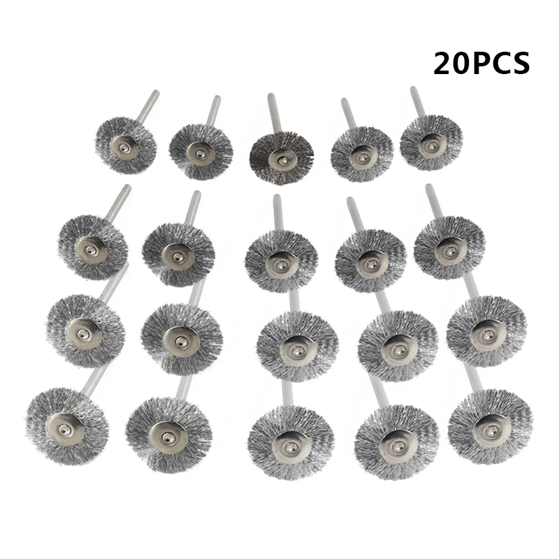 20pcs/Set 22mm Stainless Steel Wheel Brush Rotary Tool Accessories for Dremel Mini Drill Rotary Tools Grinding Tools Wire Brush