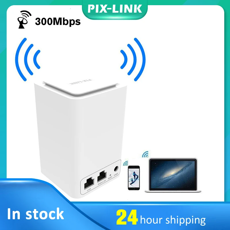 

PIXLINK 300Mbps Wireless Mini Router WiFi Range Extender English Language Firmware Router/Repeater/AP Mode 1WAN+1LAN RJ45 Ports