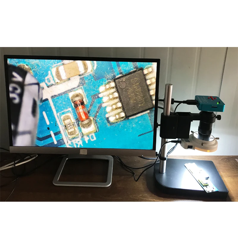 Imagem -06 - Câmera de Microscópio de Vídeo Digital Eletrônico Lente Lupa Zoom 130x 38mp v6 Fhd Azul Hdmi Usb Motherboard Repair Kits