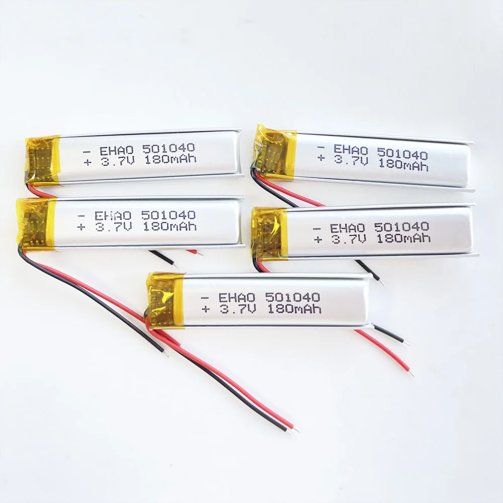 5 sztuk 3.7V 180mAh litowo-polimerowa LiPo akumulator 501040 dla GPS słuchawki rejestrator DVD Bluetooth zestaw słuchawkowy do masażu