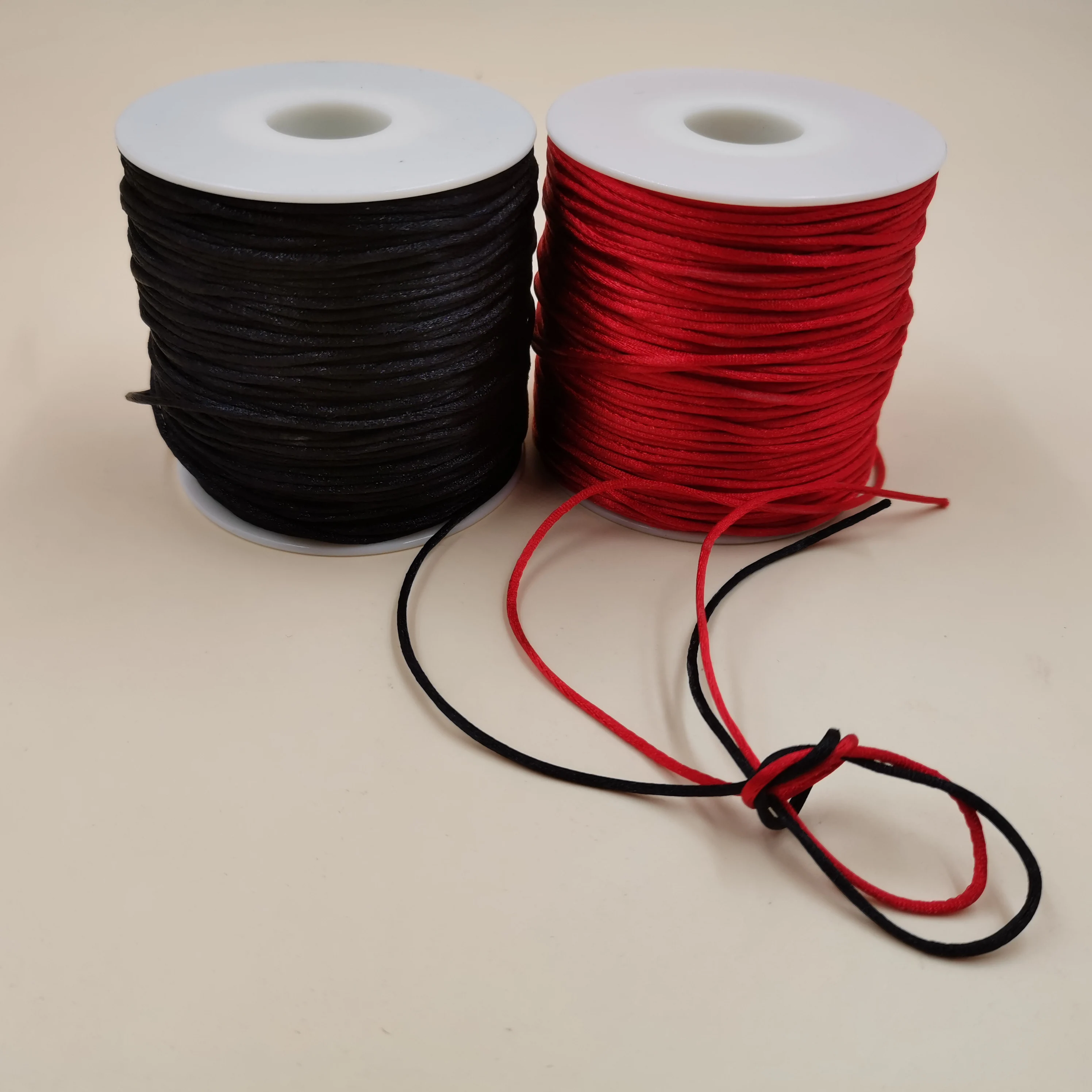 1mm 50meters roll Red Rope Satin Rattail Polyester Nylon Cords String Chinese Knot Cord DIY Bracelet Jewelry Making Supplies