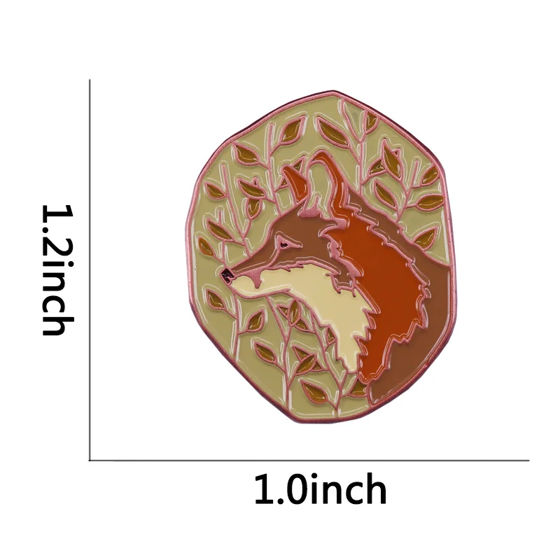 Fall Fox Badge Autumn Leaves Woodland Cute Nature Jewelry