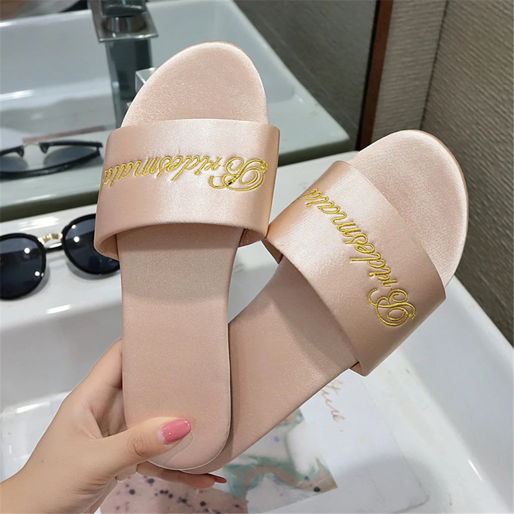 Bridal Shower Satin Slippers Wedding Decoration Bride Bridesmaid Slippers Party Decor Wedding Gifts for Guests Bridesmaid Gift