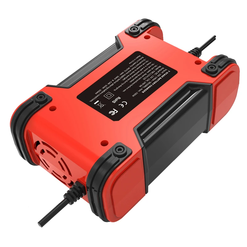 FOXSUR  Battery Charger 12V 24V 12A for  Calcium, Gel  AGM, LiFePo4, Wet, lead Acid, Car Battery charger