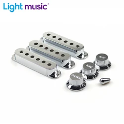 Electric Guitar Pickup Cover Single Coil ST with Volume Tone Control Knob and Switch Tip Silver Color Guitar Pickup Holder Case