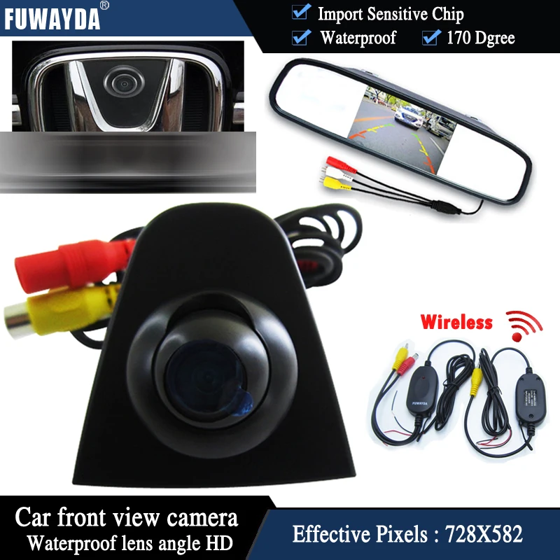 FUWAYDA wireless CCDVehicle logo Front view cameral 4.3Inch LCD Monitor for Honda Odyssey New accord Civic CRV Spirior Crosstour