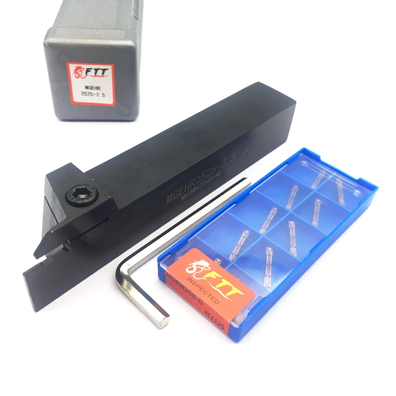 Juego de Herramientas de ranurado externo, insertos de carburo de alta calidad, MGMN250 G YC1125, 2,5mm, 1 MGEHR2525-2.5, 10 Uds.