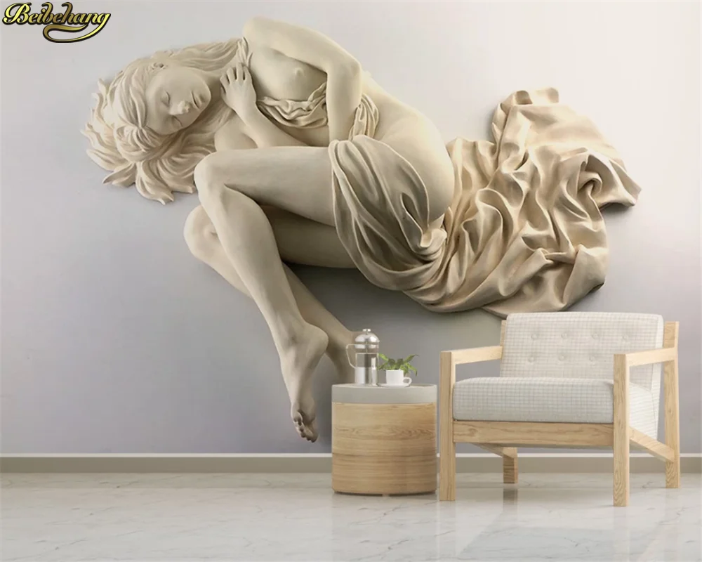 

beibehang Custom wallpaper 3D three-dimensional relief relief nude sleeping beauty background wall painting papel de parede