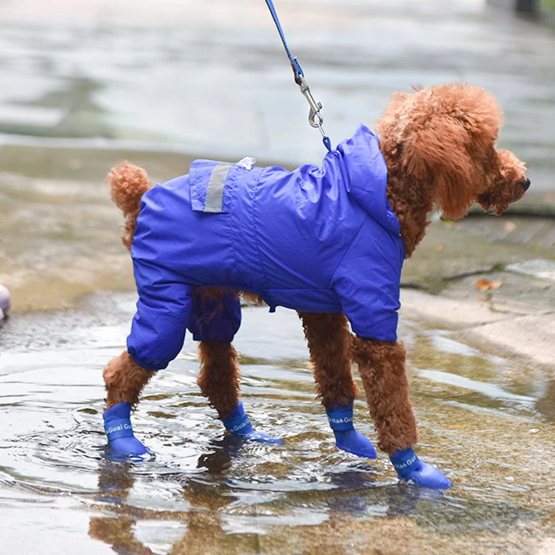 4pcs S/M/L Pet Dog Rain Shoes Anti Slip Waterproof Pet Dog Cat Rain Shoes 7 Colors Rubber Boots for Four Seasons