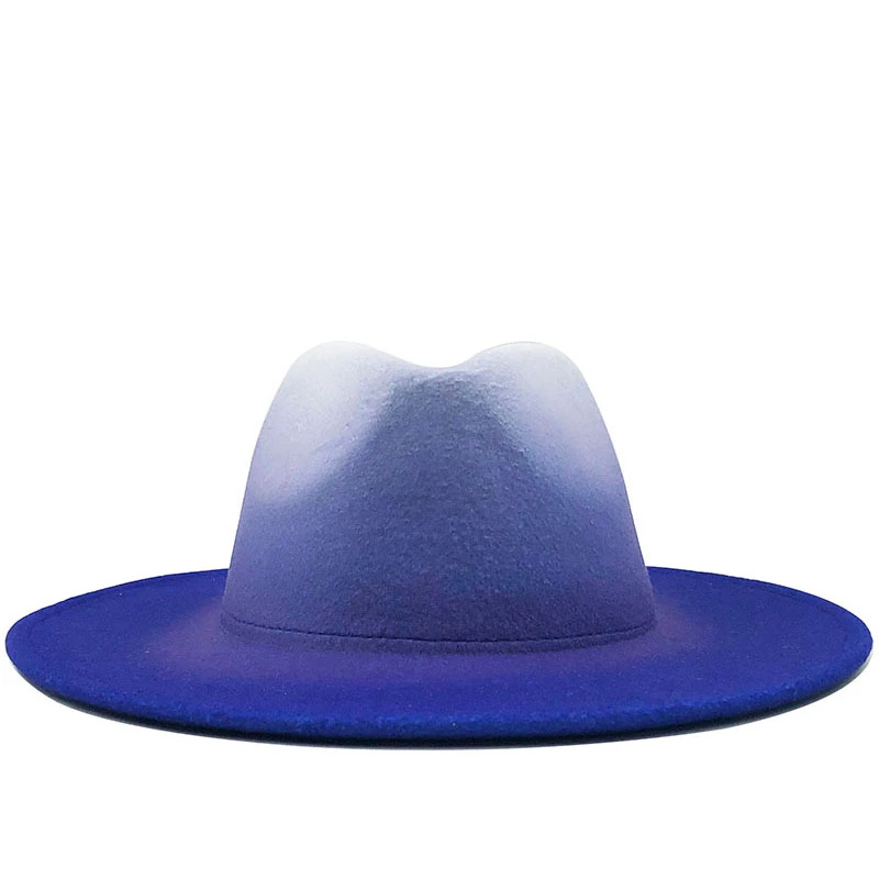 Ženy muži vlna vintage trilby flauš fedora core čepice s široký krempou pán elegantní naklonění královský modrá pro paní zima džez čepice