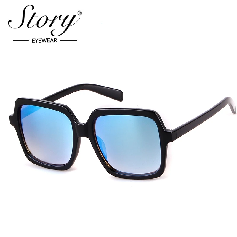 Cerita 2018 Fashion Kebesaran Wanita Kacamata Merek Desain Retro Square Sun Kacamata Unisex UV400 Oculos De Sol Gafas 7 Warna