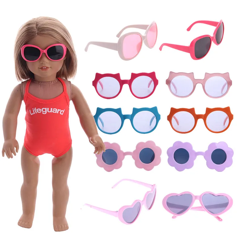 Doll Sunglasses Glasses Fit 18Inch American&14inch 43Cm Baby New Born Doll Clothes Accessories Generation Girl's DIY Eyes Toys