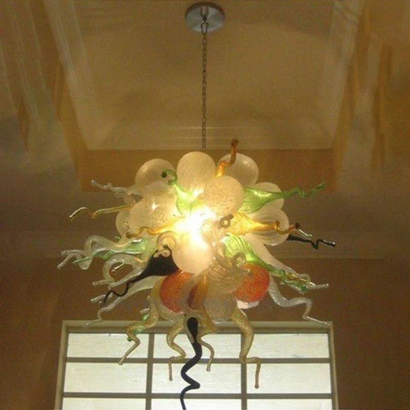 

Antique Hand Blown Glass Ball Chandelier Living Dining Room Pendant Lamp 24 Inches LED Light Source Home Decor Indoor Lighting