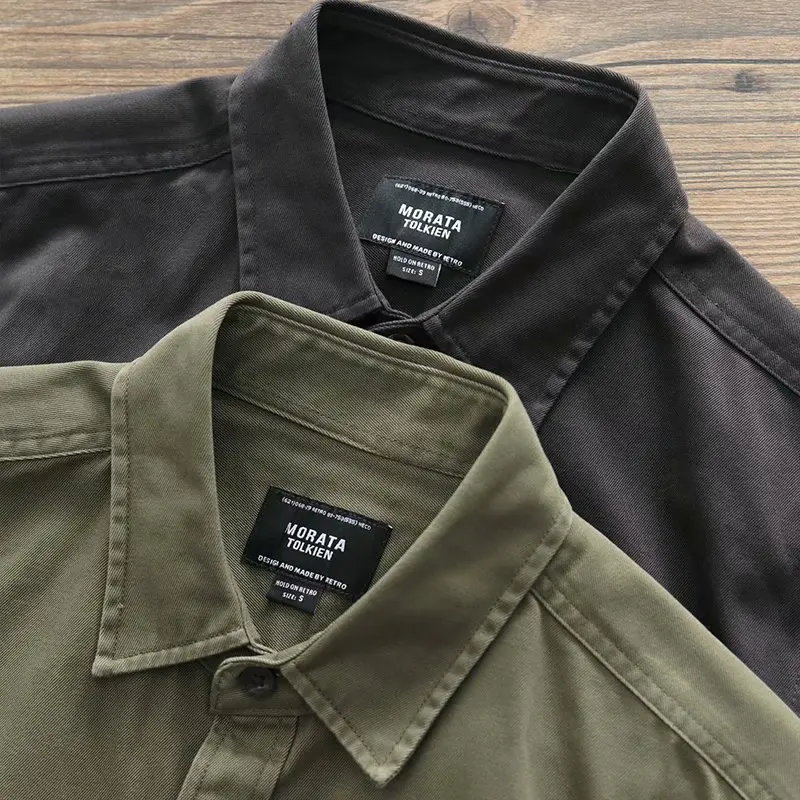 2021 Male Cargo Work Shirts New Cotton Military Shirt Men Long Sleeve Dress American Shirt -40