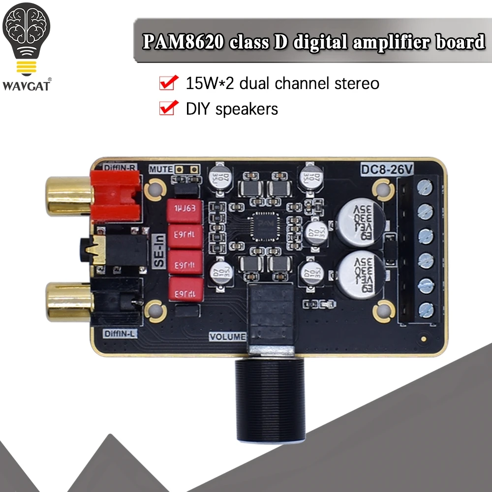 High quality 2.0 CH PAM8620 Digital Amplifier Audio Board 2*15W Audio Stereo DIY Speaker amplifier board Accessories DC 8V-26V