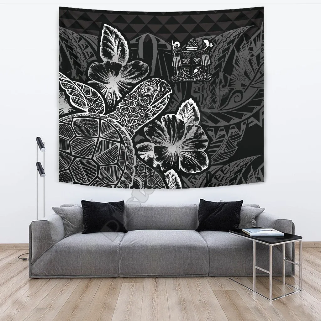 

Fiji Tapestry Turtle Plumeria Banana Leaf 3D Printing Tapestrying Rectangular Home Decor Wall Hanging 02